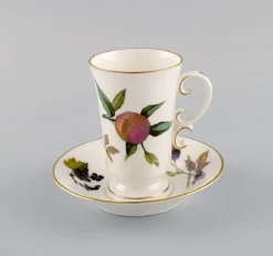 Kaffeetassen & Untertassen, Zuckerdose & Sahnekännchen von Royal Worcester, England, 1980er, 6er Set