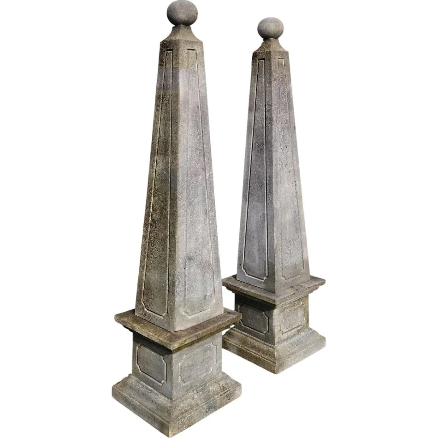 Kalkstein Pyramiden, 1890er, 2er Set