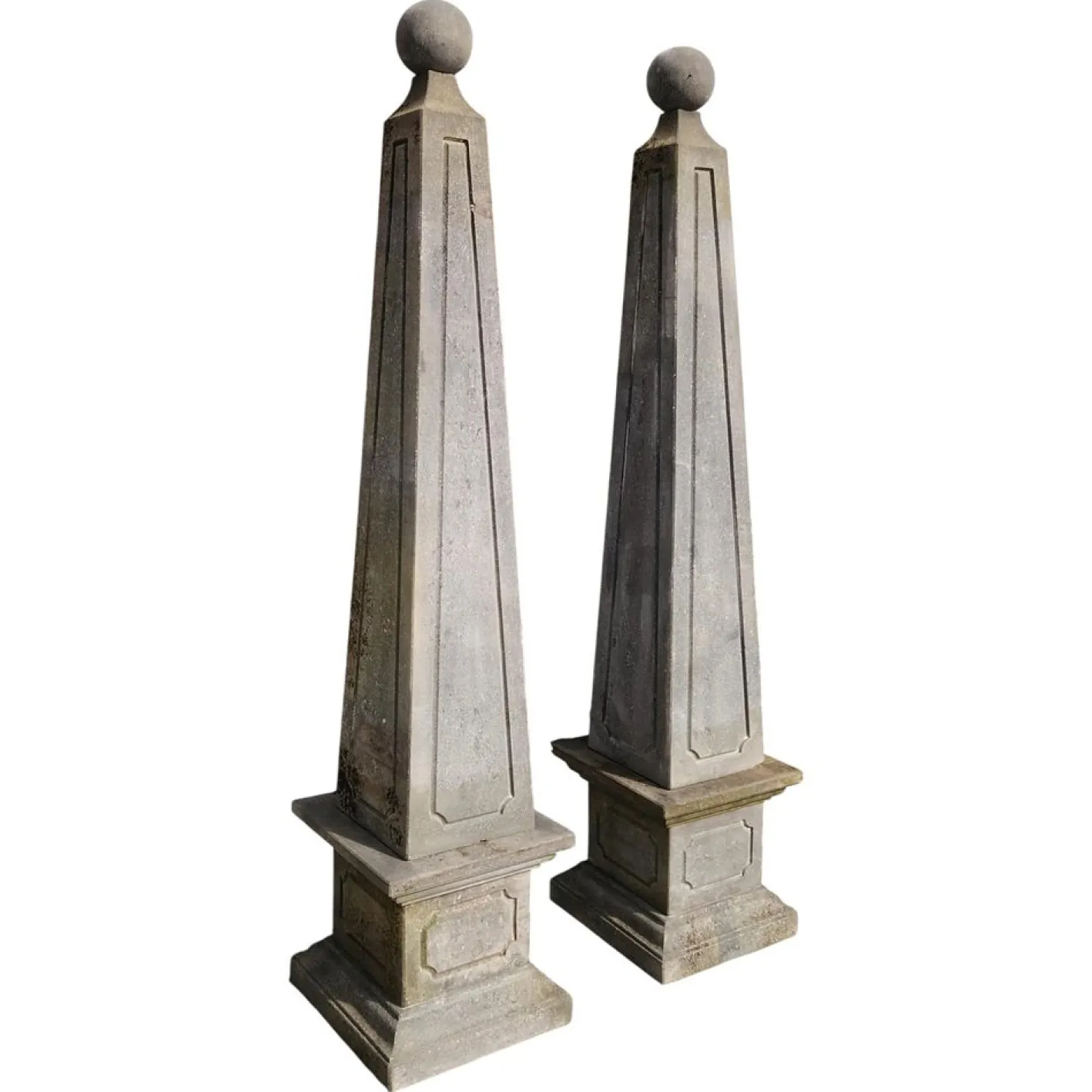 Kalkstein Pyramiden, 1890er, 2er Set