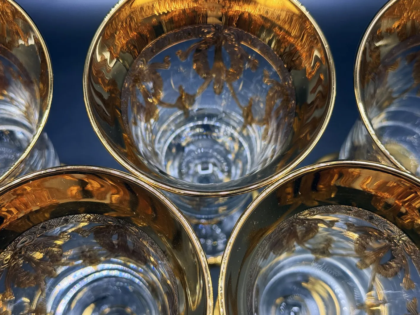 24 Karat vergoldete Kristallgläser von SC Line, 1960er, 6 . Set