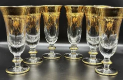 24 Karat vergoldete Kristallgläser von SC Line, 1960er, 6 . Set