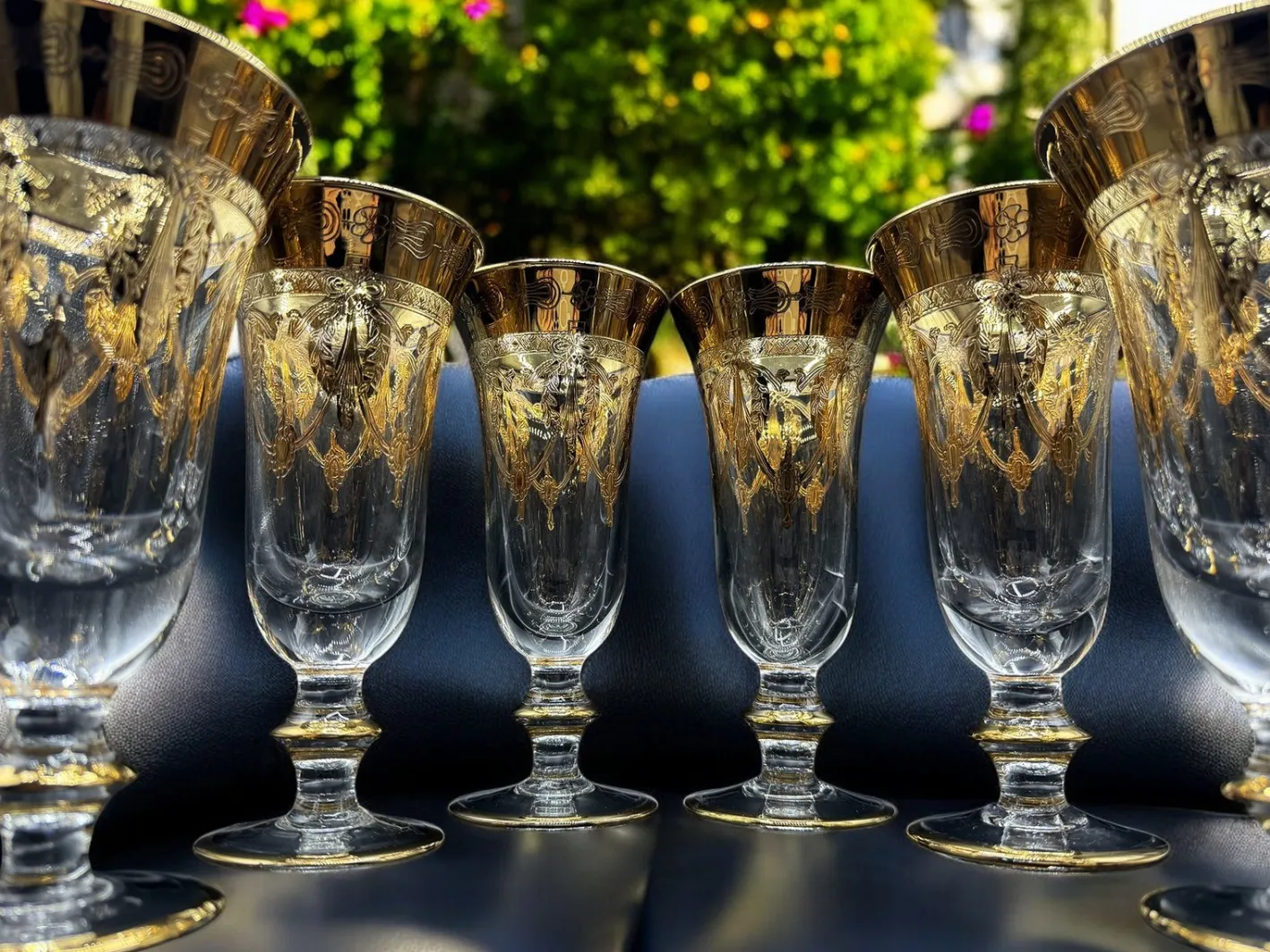 24 Karat vergoldete Kristallgläser von SC Line, 1960er, 6 . Set