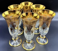 24 Karat vergoldete Kristallgläser von SC Line, 1960er, 6 . Set