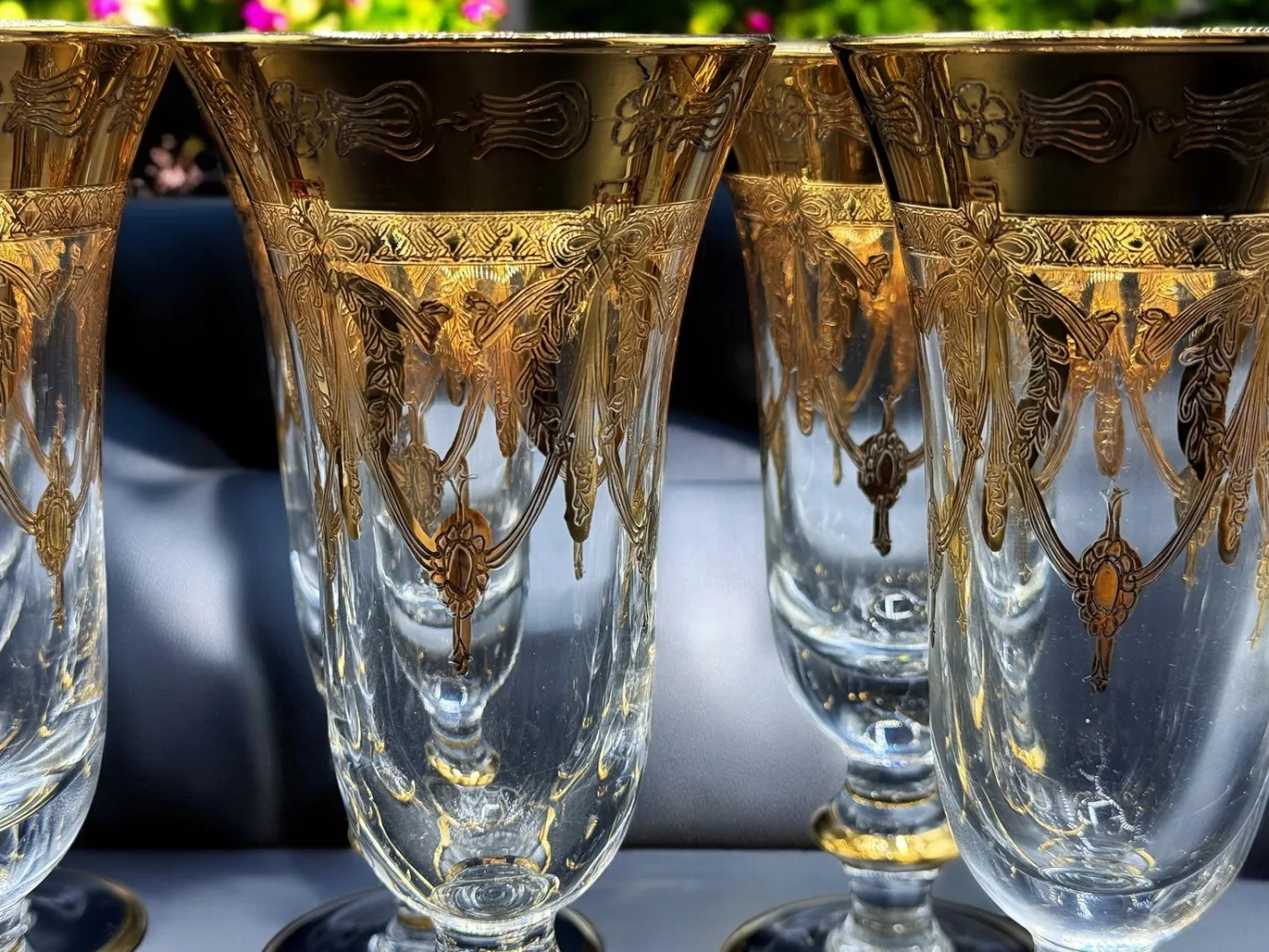 24 Karat vergoldete Kristallgläser von SC Line, 1960er, 6 . Set