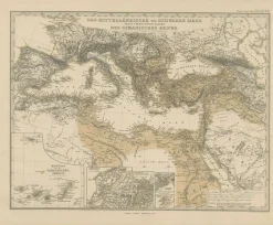Karte von Mittelmeer, Schwarzem Meer und Osmanischem Reich, 1853