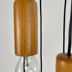 Kaskadierende Hängelampe aus Holz von Temde Leuchten, Schweiz, 1970er