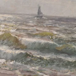 Kees Terlouw, Wellen und Segelboot, Öl auf Leinwand, 20. Jh., gerahmt