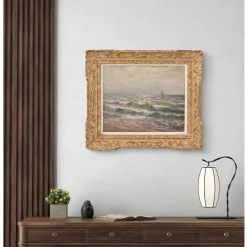 Kees Terlouw, Wellen und Segelboot, Öl auf Leinwand, 20. Jh., gerahmt