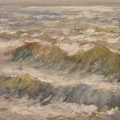 Kees Terlouw, Wellen und Segelboot, Öl auf Leinwand, 20. Jh., gerahmt
