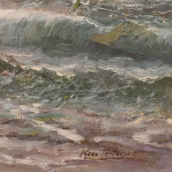 Kees Terlouw, Wellen und Segelboot, Öl auf Leinwand, 20. Jh., gerahmt