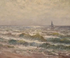 Kees Terlouw, Wellen und Segelboot, Öl auf Leinwand, 20. Jh., gerahmt