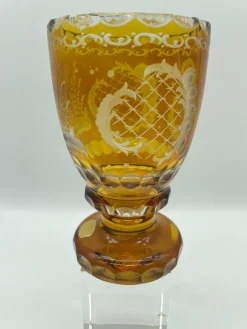 Kelche aus handgeschliffenem Bernsteinglas von Moosbauer Nördlingen, 1950er, 2er Set