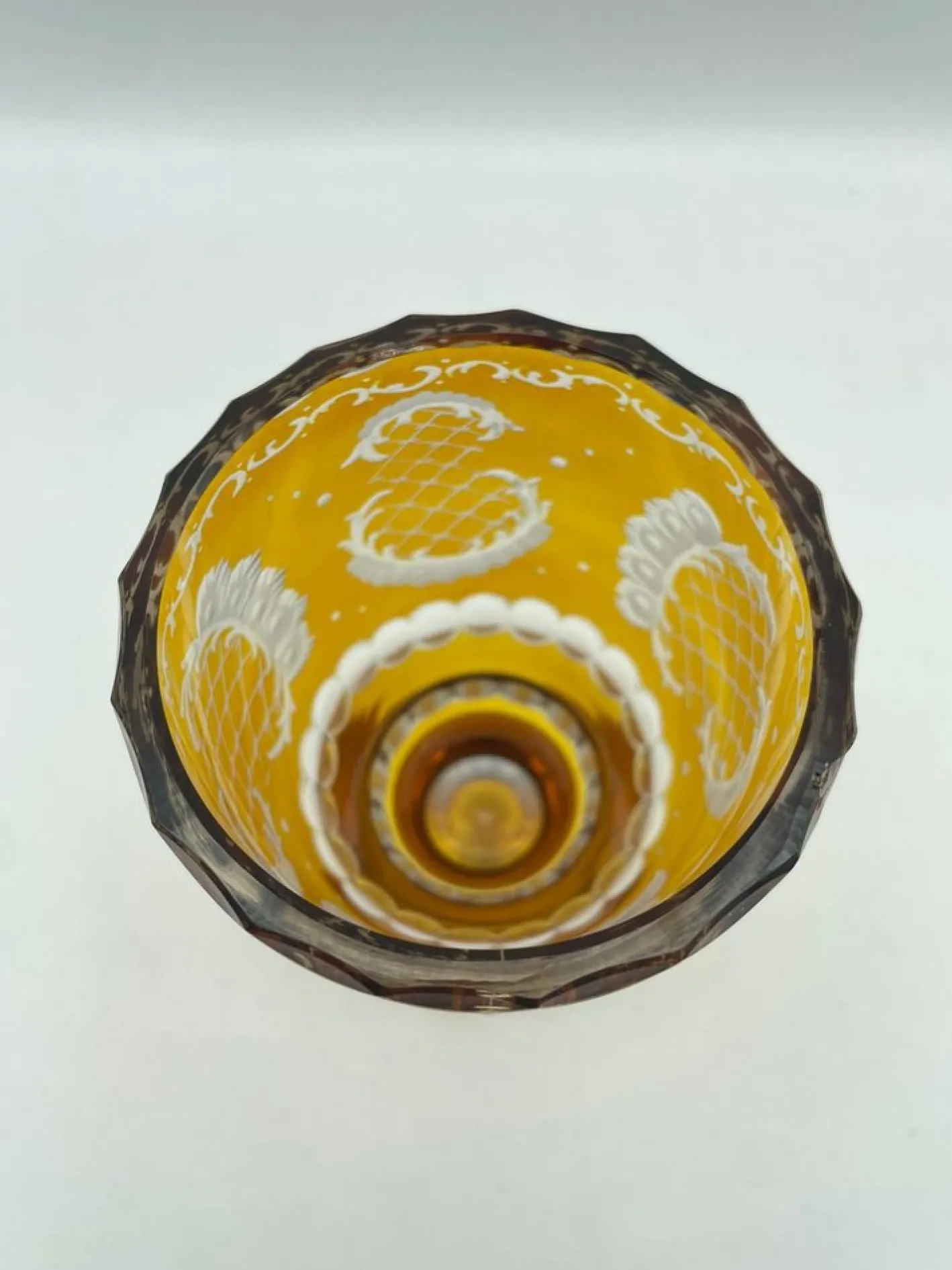 Kelche aus handgeschliffenem Bernsteinglas von Moosbauer Nördlingen, 1950er, 2er Set