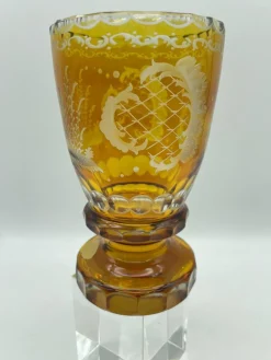 Kelche aus handgeschliffenem Bernsteinglas von Moosbauer Nördlingen, 1950er, 2er Set