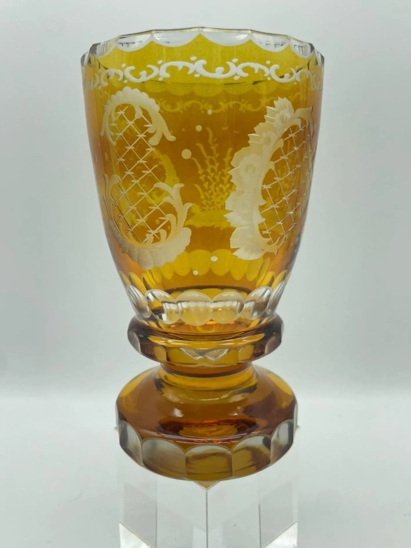 Kelche aus handgeschliffenem Bernsteinglas von Moosbauer Nördlingen, 1950er, 2er Set