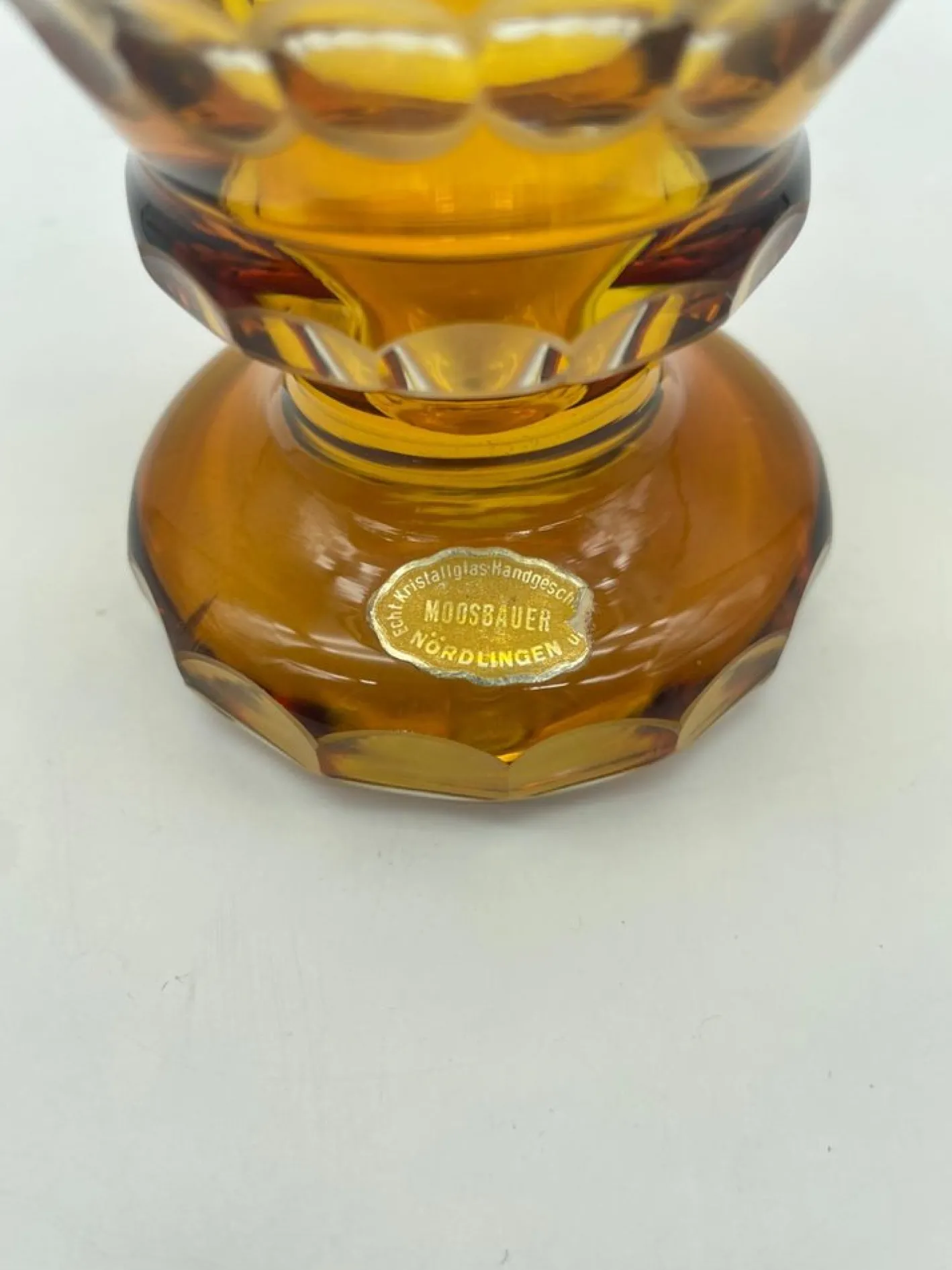 Kelche aus handgeschliffenem Bernsteinglas von Moosbauer Nördlingen, 1950er, 2er Set