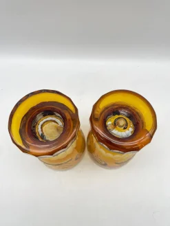 Kelche aus handgeschliffenem Bernsteinglas von Moosbauer Nördlingen, 1950er, 2er Set