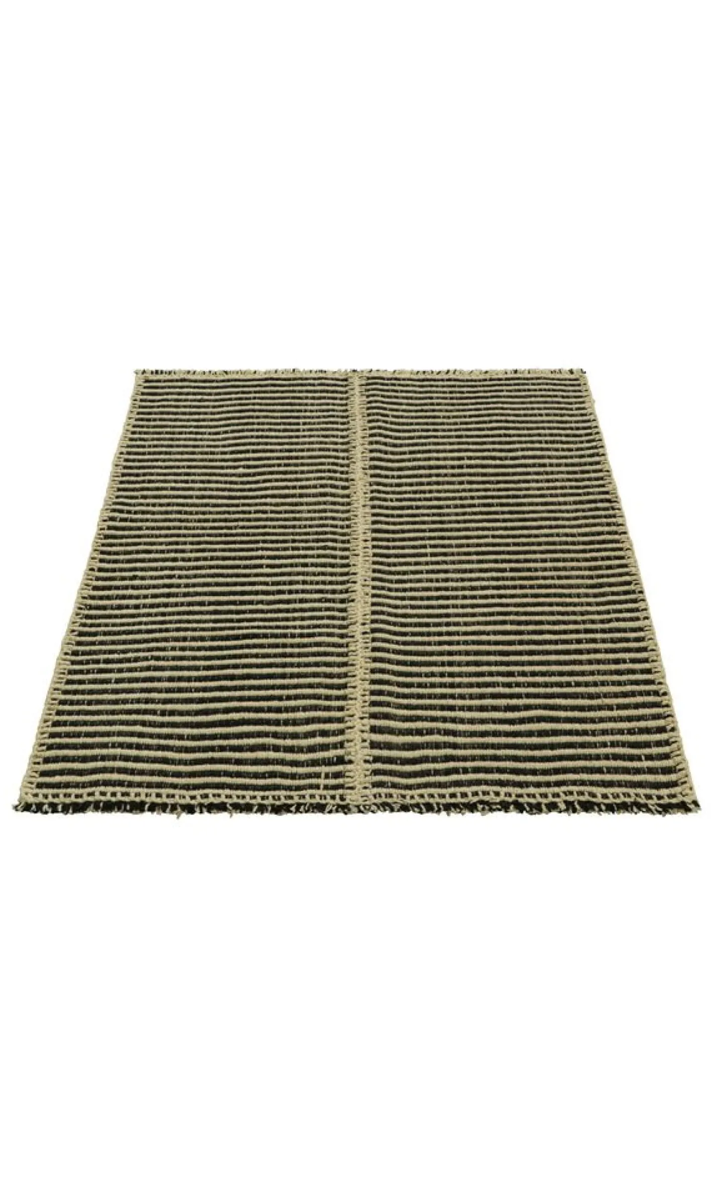 Kelim mit strukturierten cremeweißen und schwarzen Streifen von Rug&Kilim