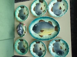 Keramik Fisch Servierset, 1960er, 9er Set