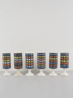 Keramik Orangenlimonade Service mit Krug und Mazagrans von Roger Capron, 1950er, 7er Set