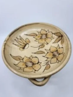 Keramikschale mit Blumendekor von Vallauris, Frankreich, 1960