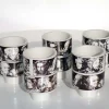 Keramik Schalen in Schwarz & Weiß von Pietro Annigoni für Porcellane Eva Sud, 1960er, Set of 10