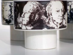 Keramik Schalen in Schwarz & Weiß von Pietro Annigoni für Porcellane Eva Sud, 1960er, Set of 10