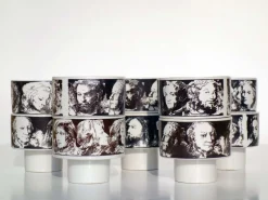 Keramik Schalen in Schwarz & Weiß von Pietro Annigoni für Porcellane Eva Sud, 1960er, Set of 10