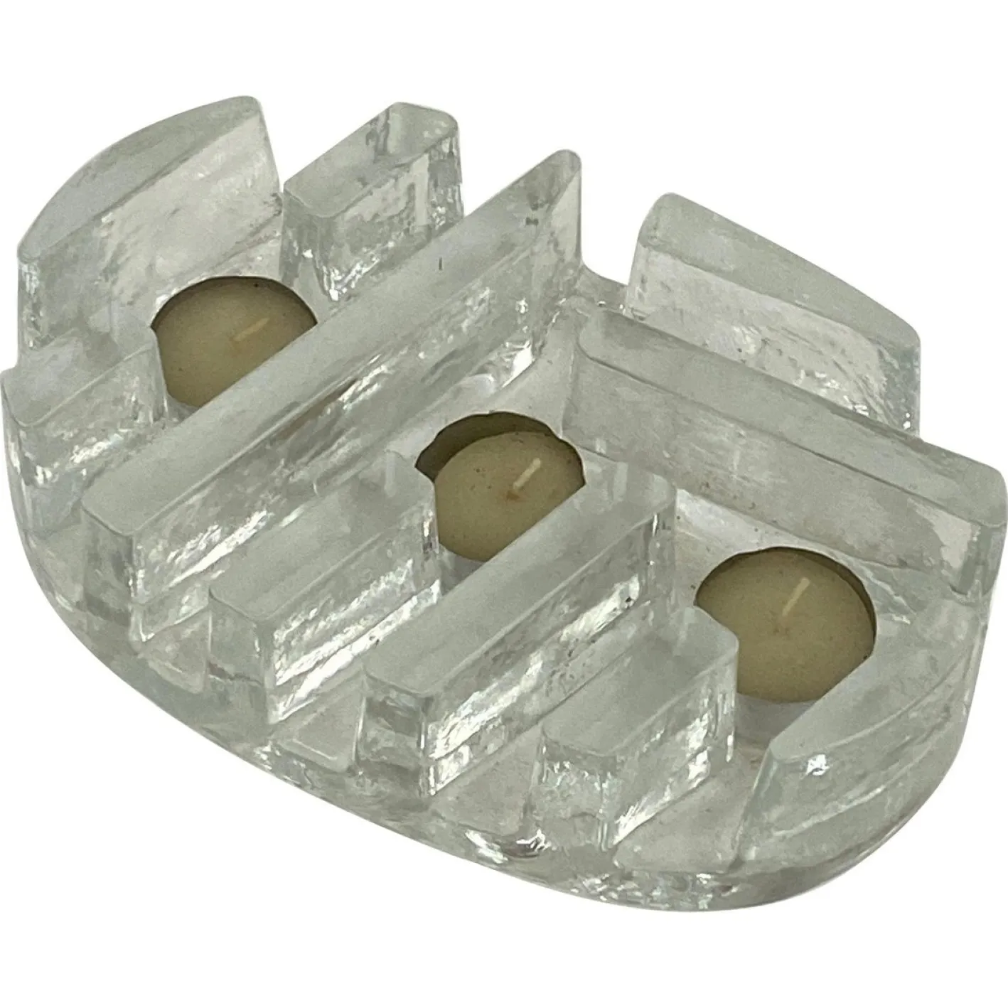 Kerzenhalter aus dickem Kunstglas, Italien, 1970
