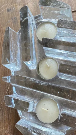 Kerzenhalter aus dickem Kunstglas, Italien, 1970