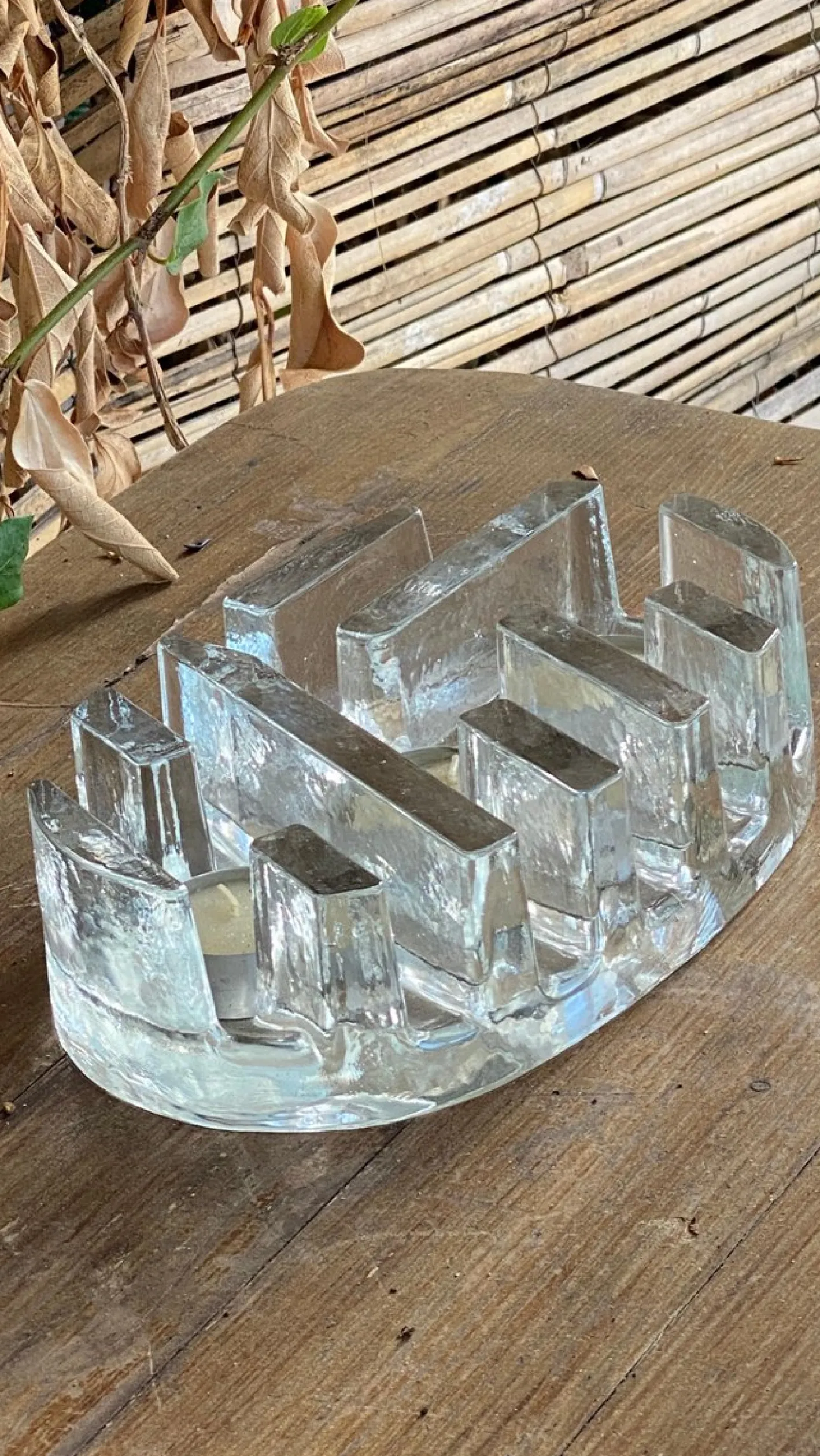 Kerzenhalter aus dickem Kunstglas, Italien, 1970