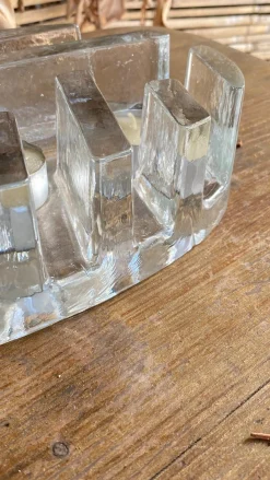 Kerzenhalter aus dickem Kunstglas, Italien, 1970