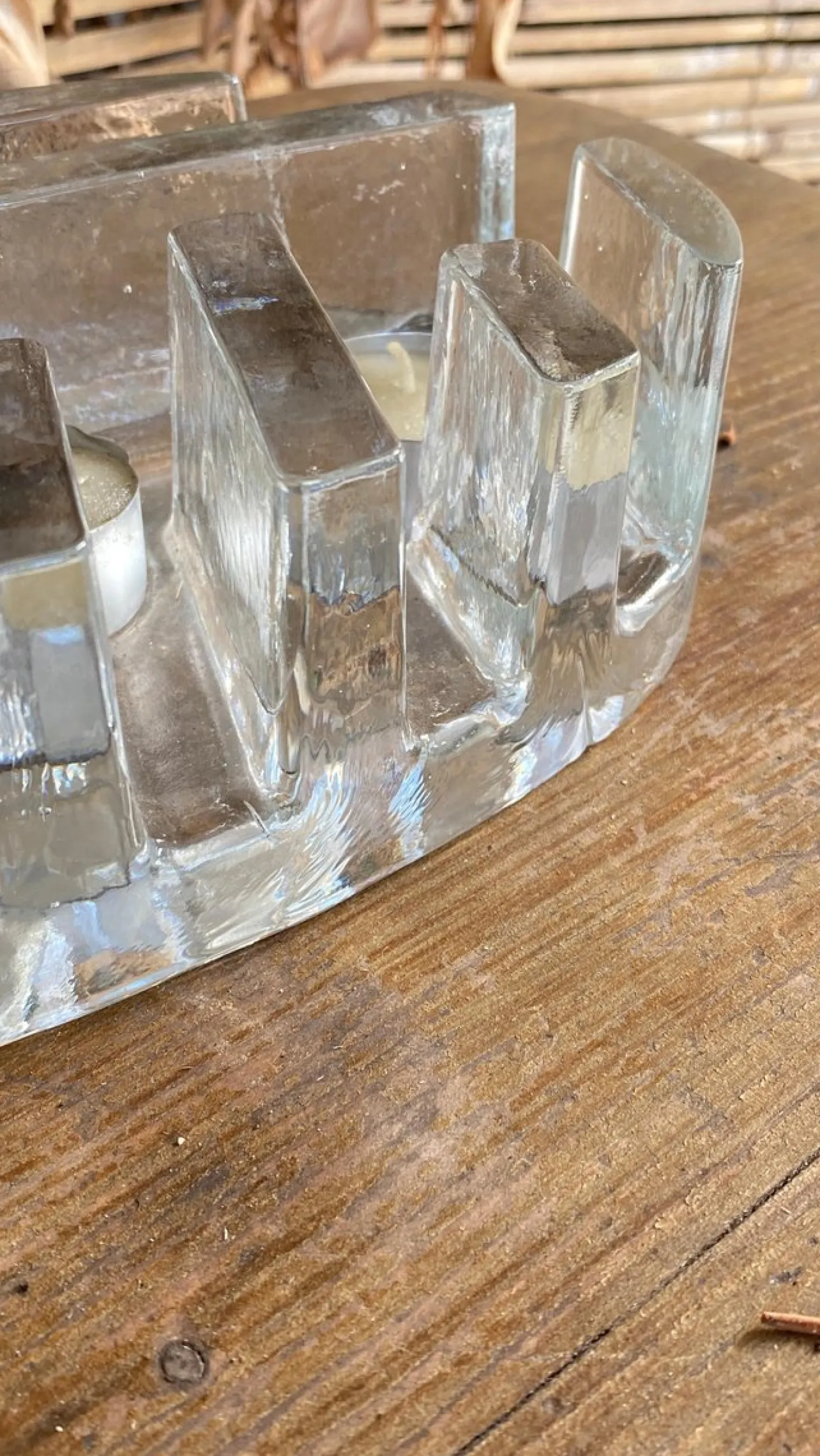 Kerzenhalter aus dickem Kunstglas, Italien, 1970