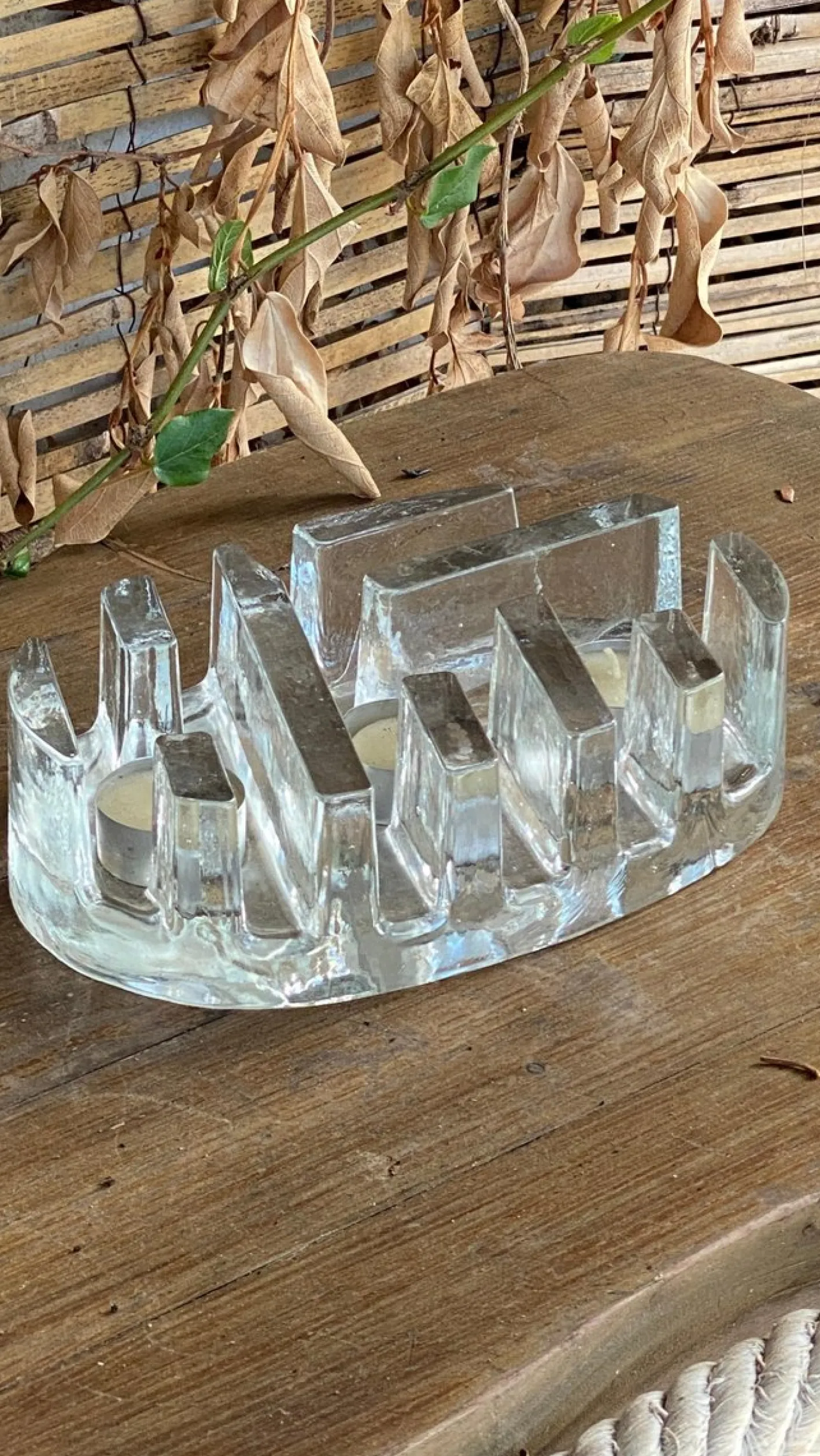 Kerzenhalter aus dickem Kunstglas, Italien, 1970