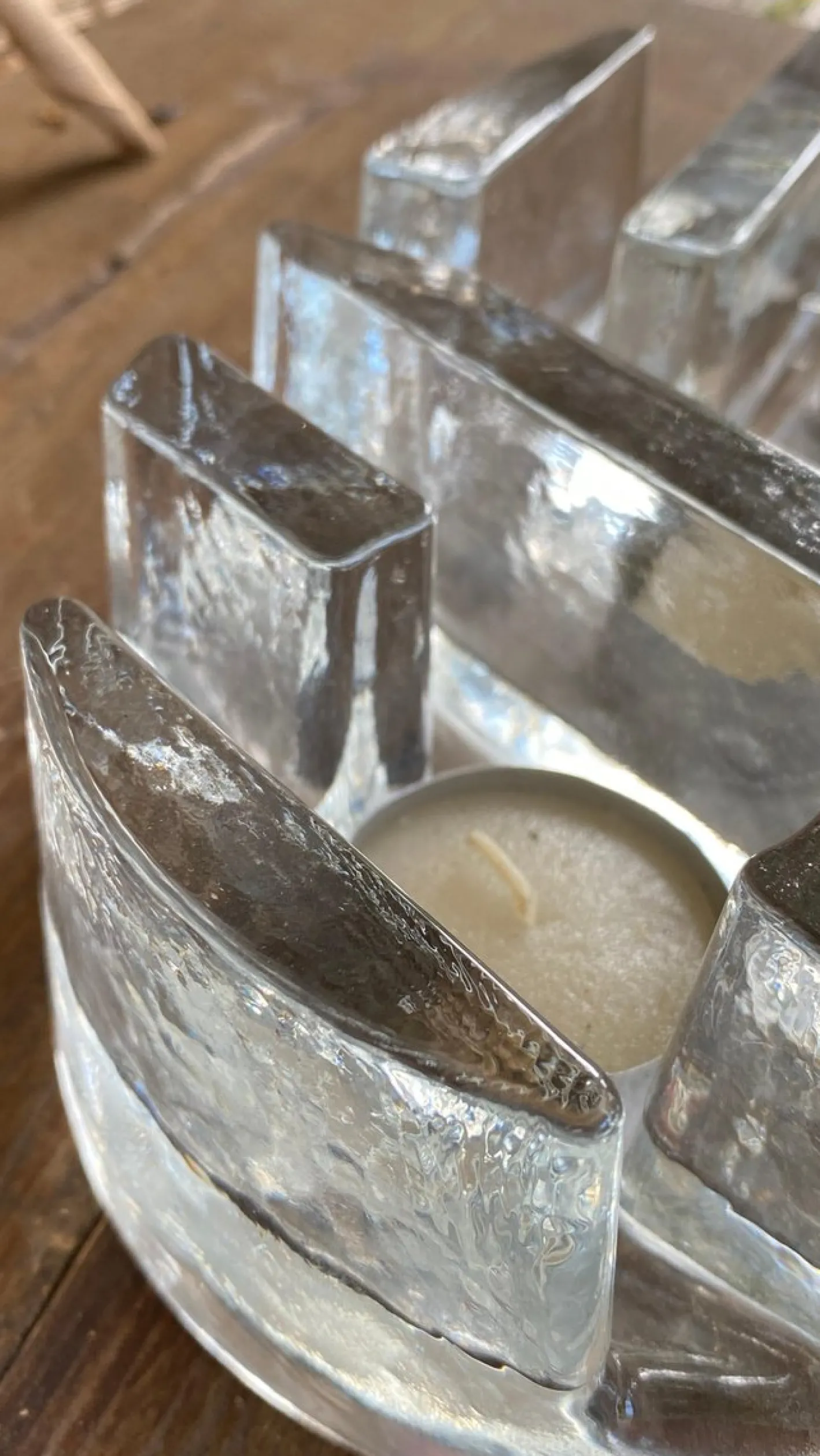Kerzenhalter aus dickem Kunstglas, Italien, 1970