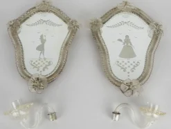 Kerzenhalter-Wandleuchten, 1940er, 2er Set
