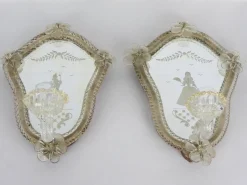 Kerzenhalter-Wandleuchten, 1940er, 2er Set