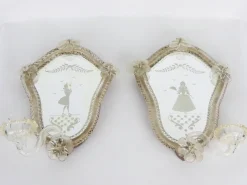 Kerzenhalter-Wandleuchten, 1940er, 2er Set