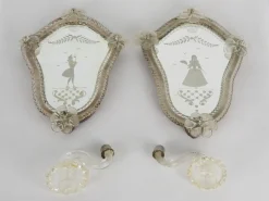 Kerzenhalter-Wandleuchten, 1940er, 2er Set
