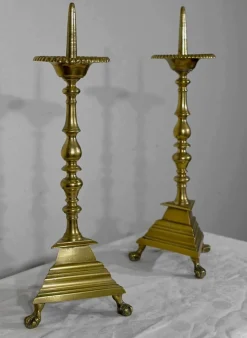 Kerzenständer aus vergoldeter Bronze, 19. Jh., 2er Set