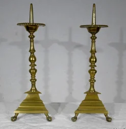 Kerzenständer aus vergoldeter Bronze, 19. Jh., 2er Set