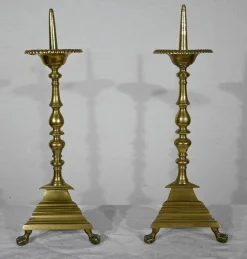 Kerzenständer aus vergoldeter Bronze, 19. Jh., 2er Set