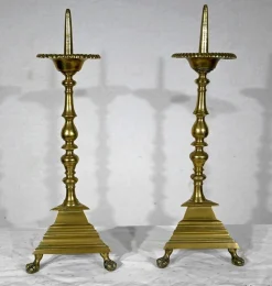 Kerzenständer aus vergoldeter Bronze, 19. Jh., 2er Set