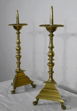 Kerzenständer aus vergoldeter Bronze, 19. Jh., 2er Set