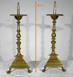 Kerzenständer aus vergoldeter Bronze, 19. Jh., 2er Set