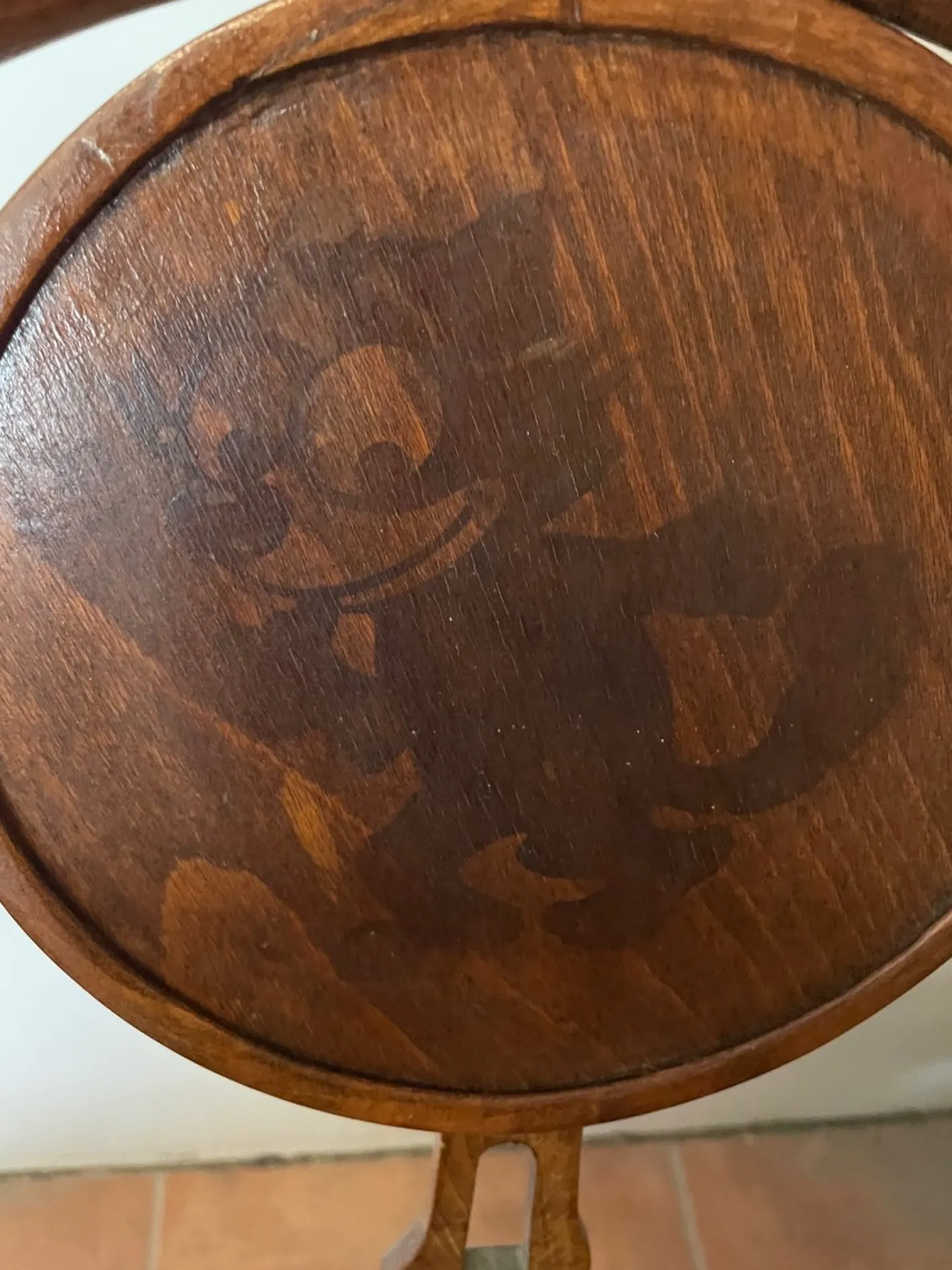 Kinderhochstuhl aus Bugholz mit geprägtem Felix Cat Motiv, 1920er