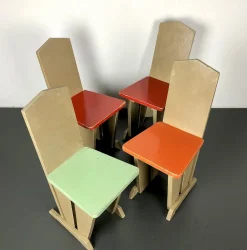 Kinderstühle im Stil von Koo, Niederlande, 1930er, 4er Set