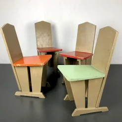 Kinderstühle im Stil von Koo, Niederlande, 1930er, 4er Set