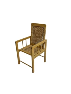 Kinderstuhl aus Holz & Korbgeflecht im skandinavischen Stil, 1970er