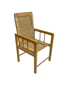 Kinderstuhl aus Holz & Korbgeflecht im skandinavischen Stil, 1970er